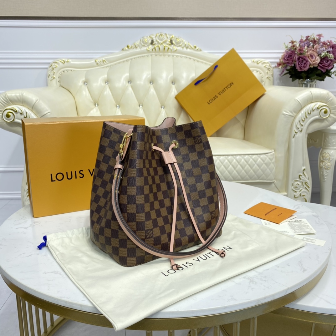 Louis Vuitton NEONOE MM Bucket Bag Damier Ebene N40198 Venus Pink